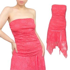 Y2k Vintage Party Dress NWT / Deadstock Strapless coral pink size Medium Windsor